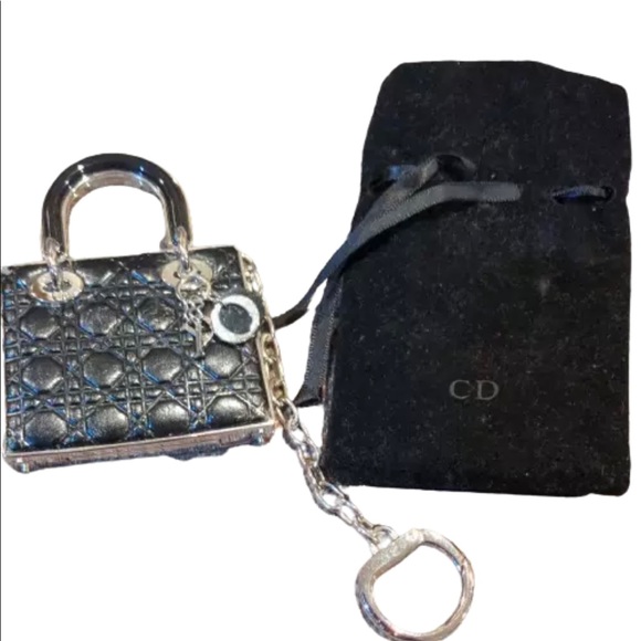 DIOR CHARM MIRROR BLACK SILVER METAL BAG LADY DIOR GLOSS Novelty Bag Charm - Picture 11 of 11